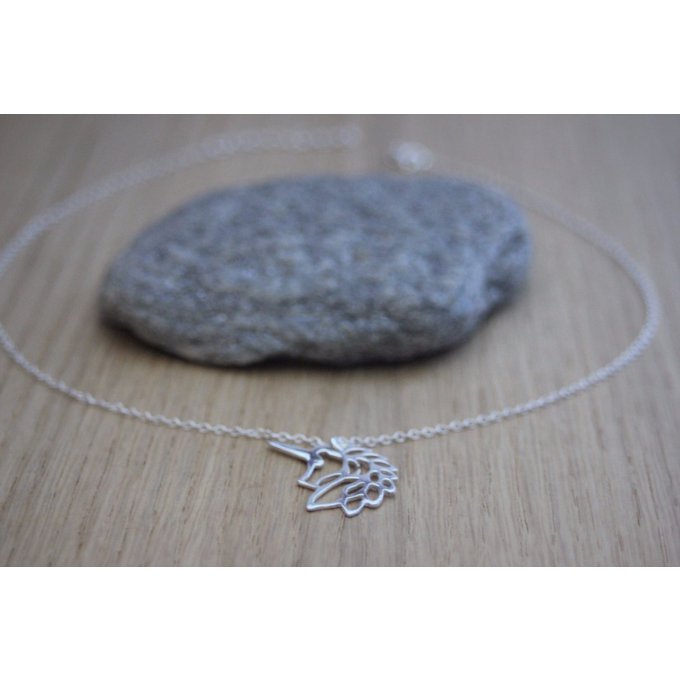 Collier argent massif pendentif licorne