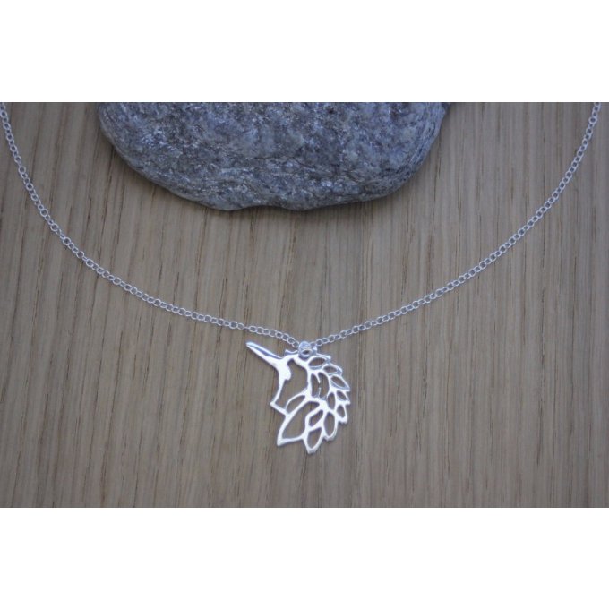 Collier argent massif pendentif licorne