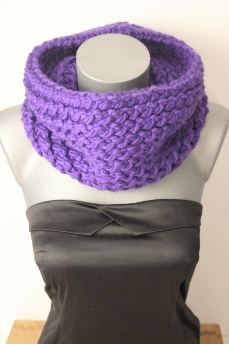 Echarpe Snood laine violet oversize homme /femme 