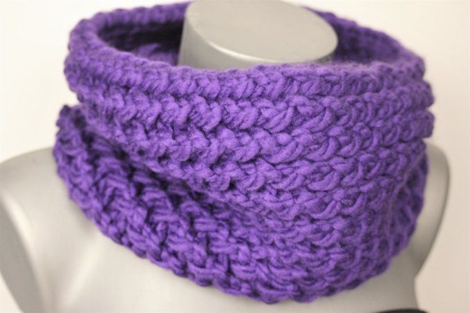 Echarpe Snood laine violet oversize homme /femme 