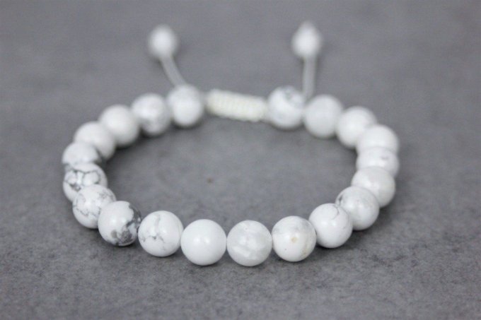 Bracelet perles howlite blanche