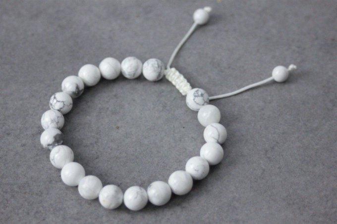 Bracelet perles howlite blanche