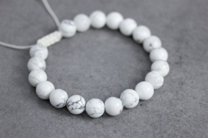 Bracelet perles howlite blanche
