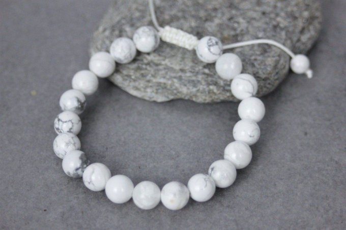Bracelet perles howlite blanche