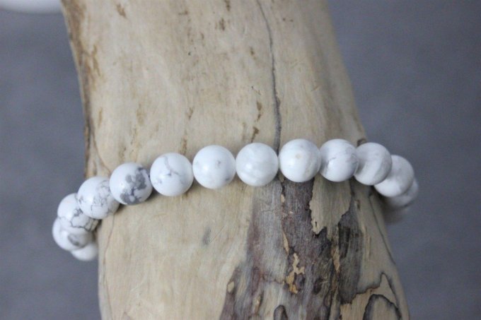 Bracelet perles howlite blanche
