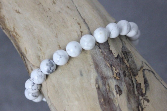 Bracelet perles howlite blanche