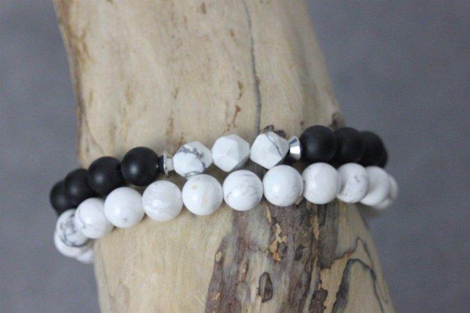 Bracelet perles howlite blanche