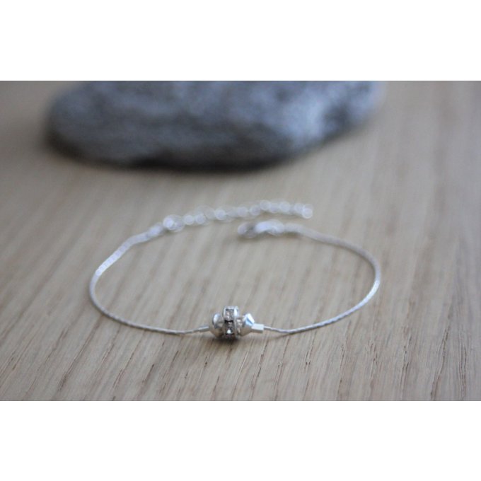 Bracelet argent massif rondelle strass en cristal Swarovski