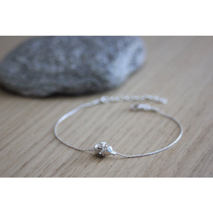 Bracelet argent massif rondelle strass en cristal Swarovski