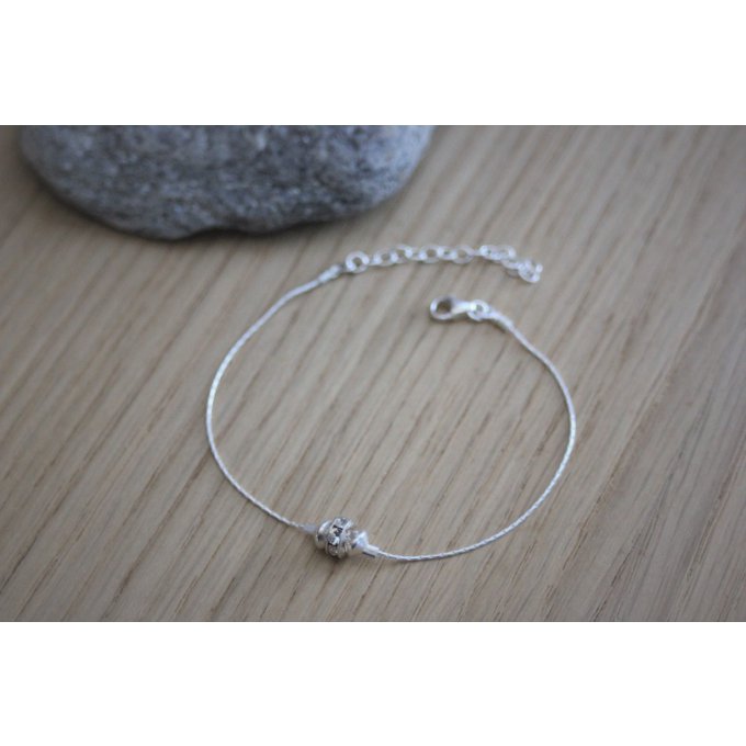 Bracelet argent massif rondelle strass en cristal Swarovski