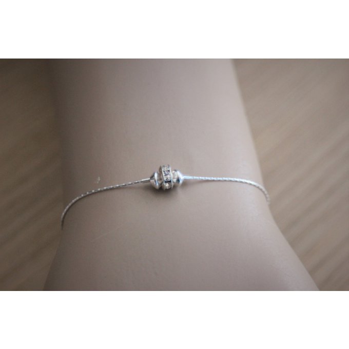 Bracelet argent massif rondelle strass en cristal Swarovski