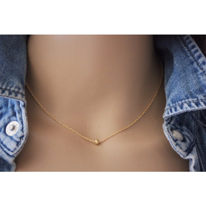 Collier minimaliste 1 perle boule en or Gold Filled