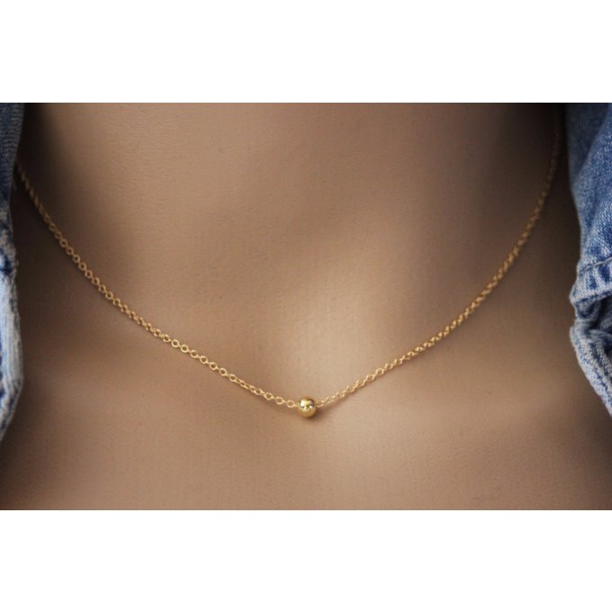 Collier minimaliste 1 perle boule en or Gold Filled