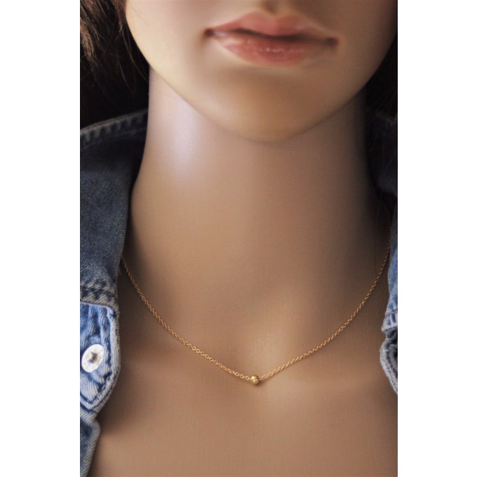 Collier minimaliste 1 perle boule en or Gold Filled