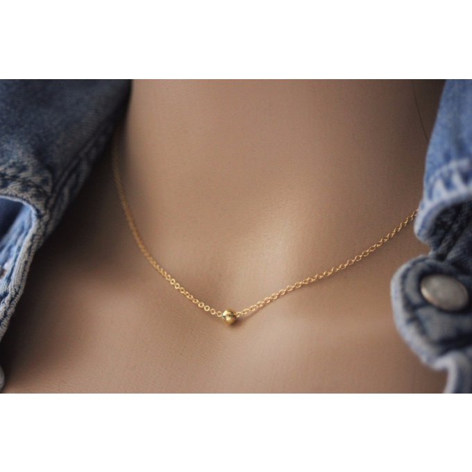 Collier minimaliste 1 perle boule en or Gold Filled