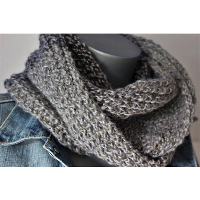 Snood - écharpe en laine chinée grise