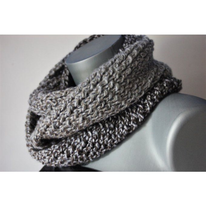 Snood - écharpe en laine chinée grise