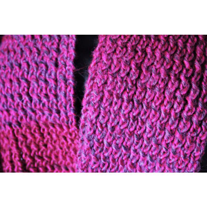 Snood - écharpe en laine chinée rose fuchsia et violet