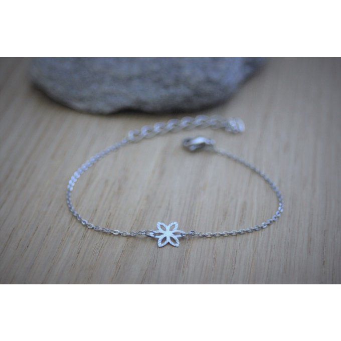 Bracelet Jonc Floral Doré – Acier Inoxydable, Motif Fleurs Délicat – Style Bohème, Réglable