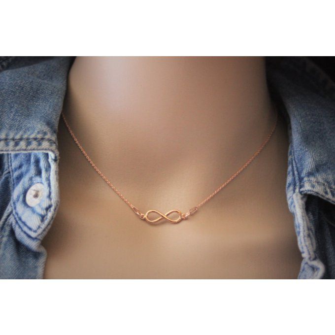 Collier infini or rose - collier infinity