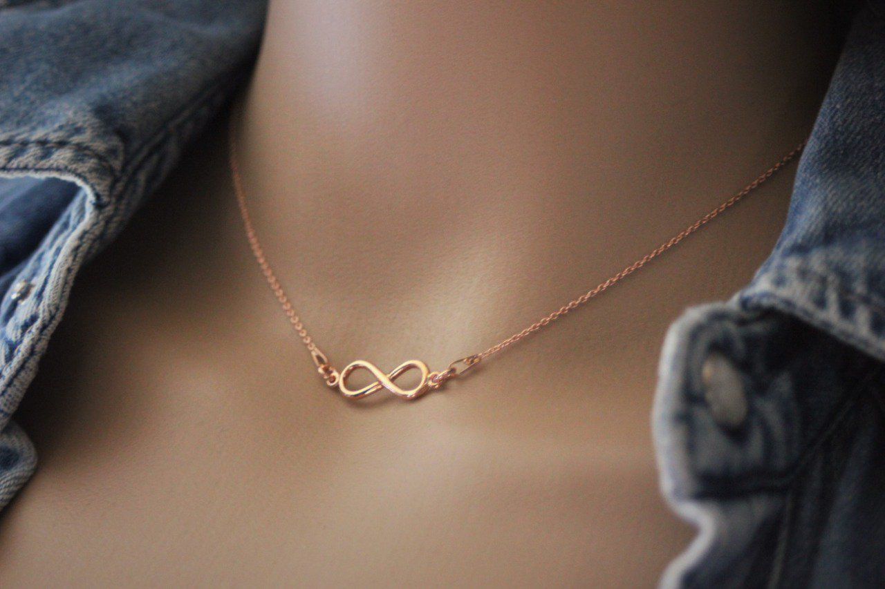 Collier infini or rose - collier infinity