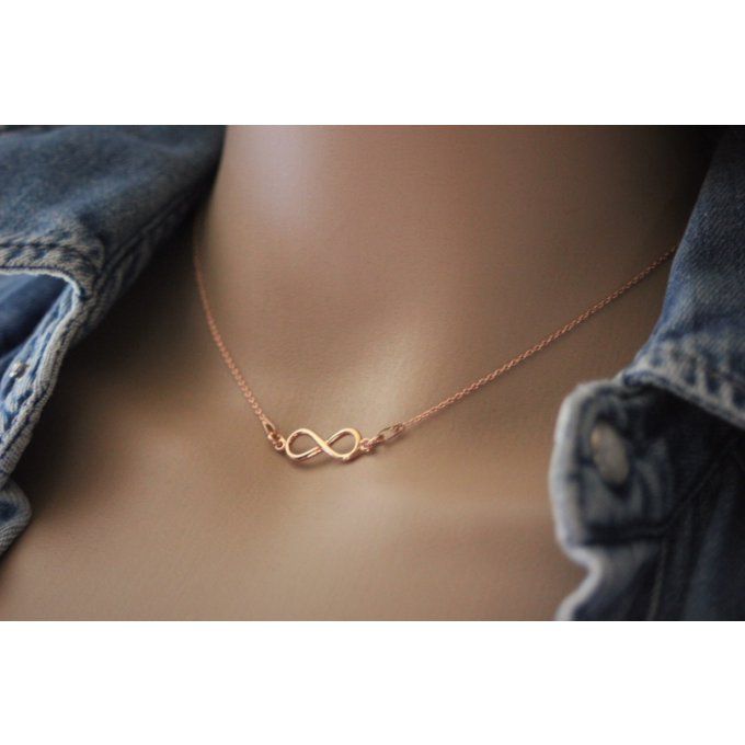 Collier infini or rose - collier infinity