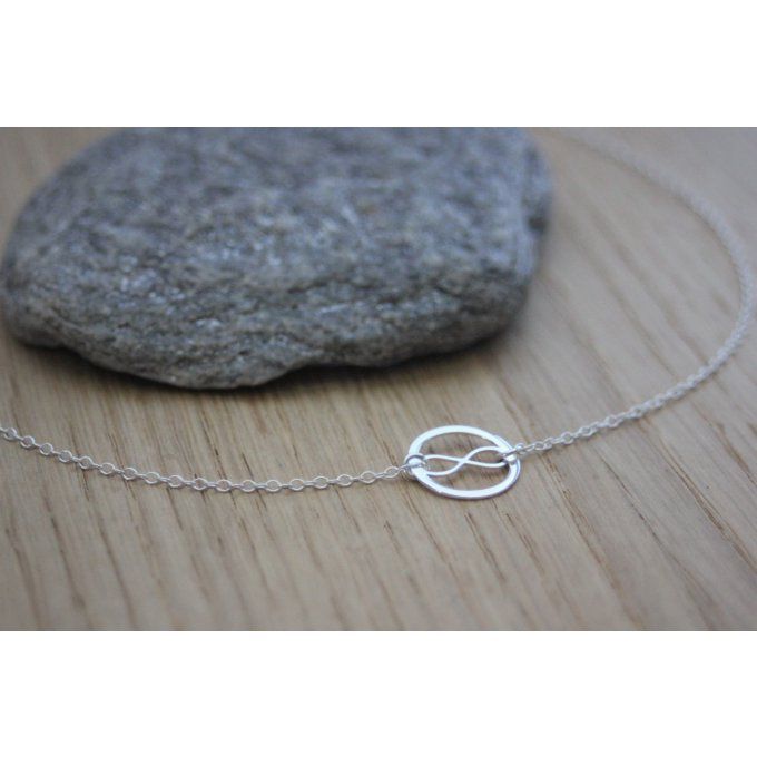 Collier Infini et anneau en argent massif