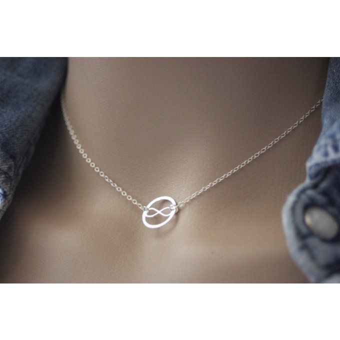 Collier Infini et anneau en argent massif