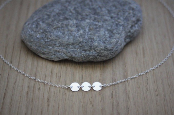 Collier argent massif 3 petites médailles rondes - Copie
