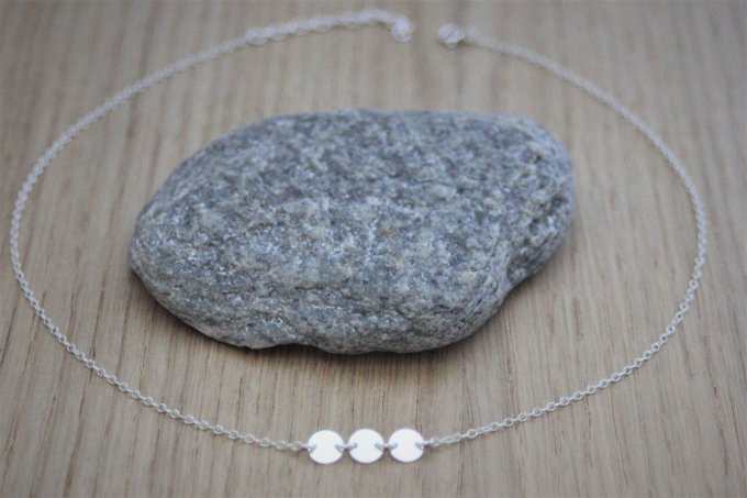 Collier argent massif 3 petites médailles rondes - Copie