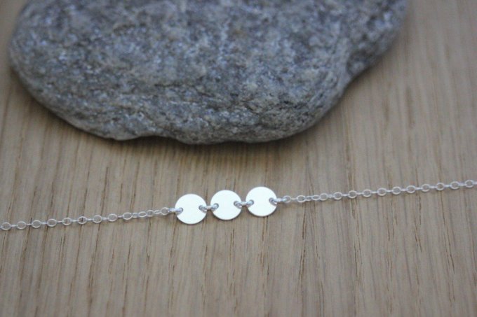 Collier argent massif 3 petites médailles rondes - Copie