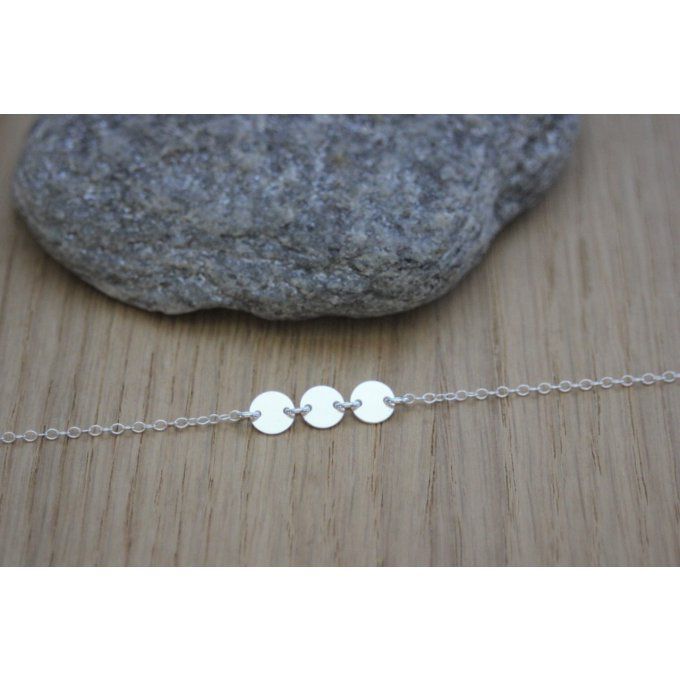 Collier argent massif 3 petites médailles rondes