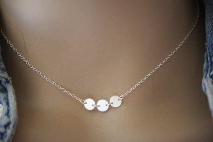 Collier argent massif 3 petites médailles rondes - Copie
