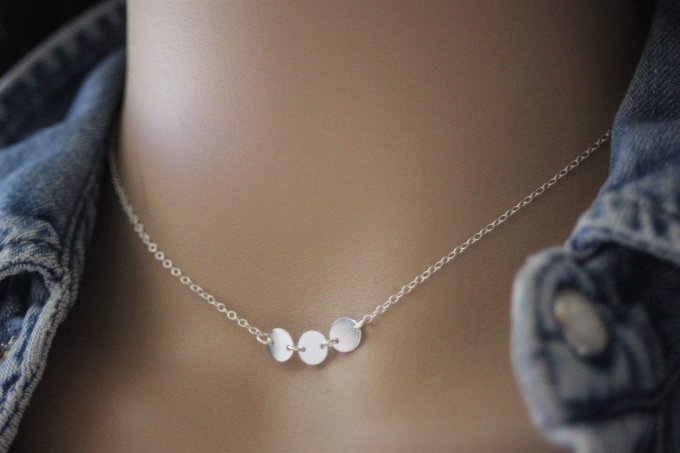 Collier argent massif 3 petites médailles rondes - Copie