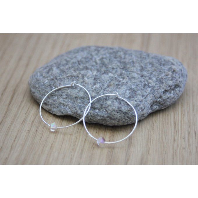 Boucles d'oreilles argent massif et perles cristal swarovski