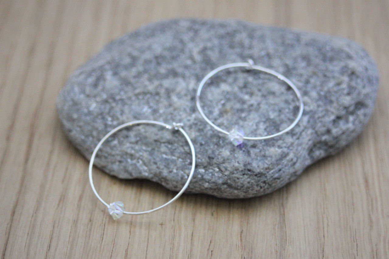 Boucles d'oreilles argent massif et perles cristal swarovski
