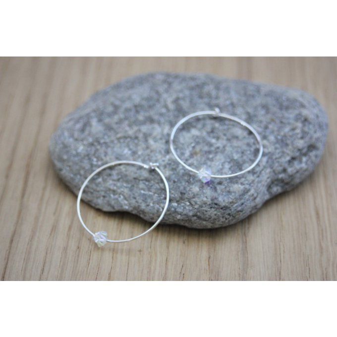 Boucles d'oreilles argent massif et perles cristal swarovski