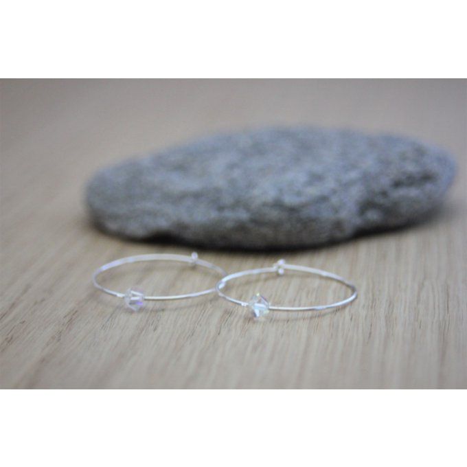 Boucles d'oreilles argent massif et perles cristal swarovski