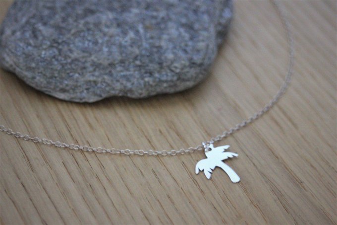 Collier argent massif pendentif palmier à graver