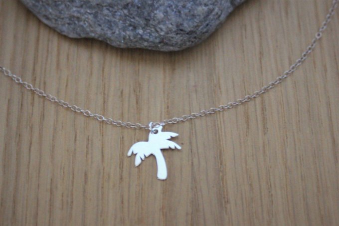 Collier argent massif pendentif palmier à graver