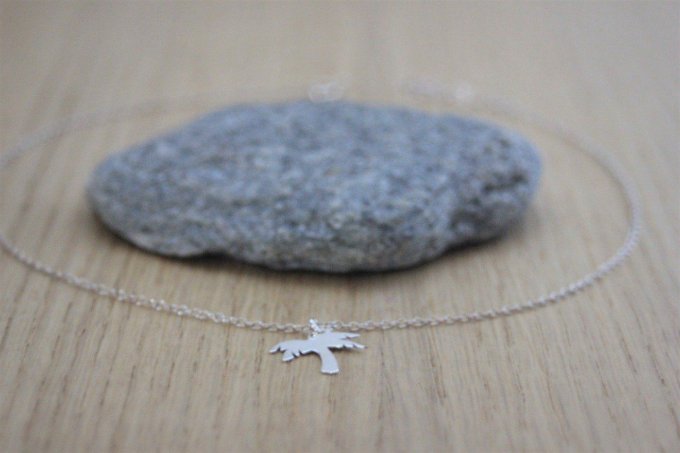 Collier argent massif pendentif palmier à graver