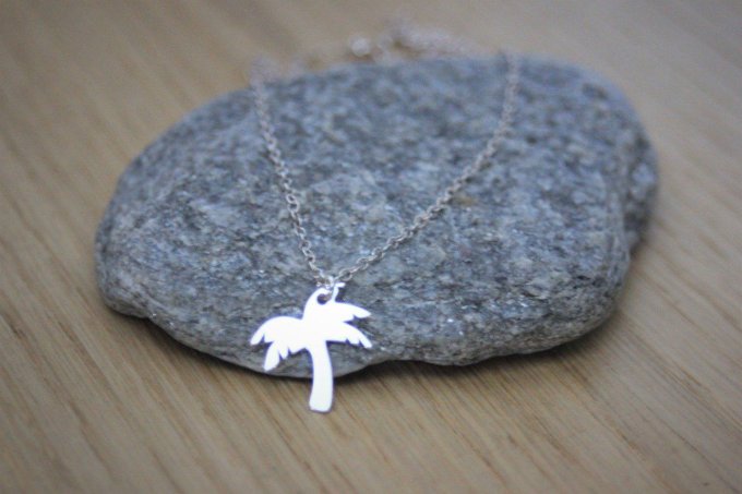 Collier argent massif pendentif palmier à graver