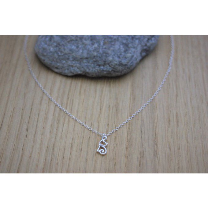 Collier argent massif pendentif chaton