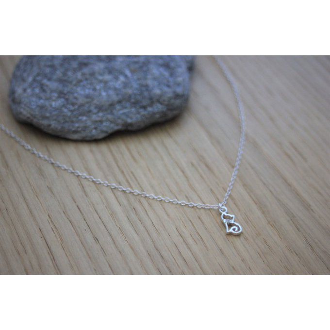 Collier argent massif pendentif chaton