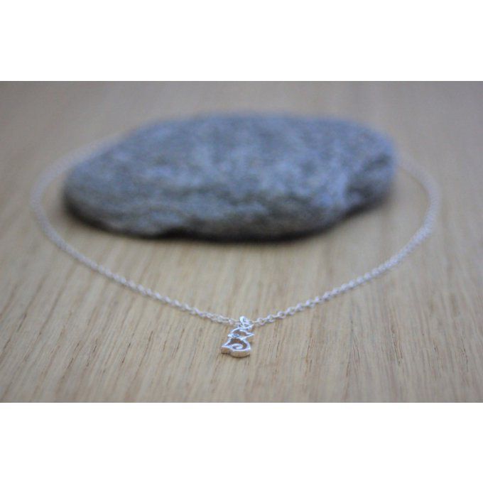 Collier argent massif pendentif chaton