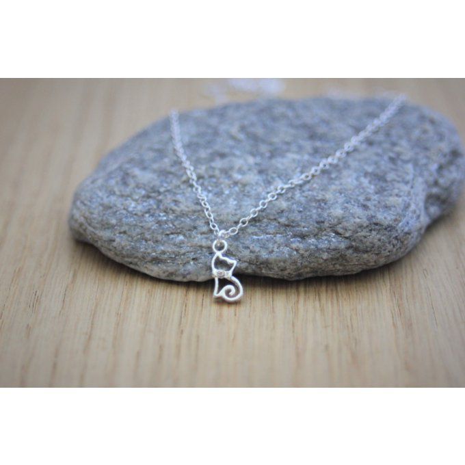 Collier argent massif pendentif chaton