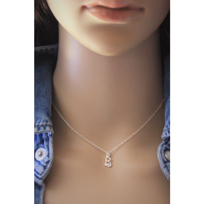 Collier argent massif pendentif chaton