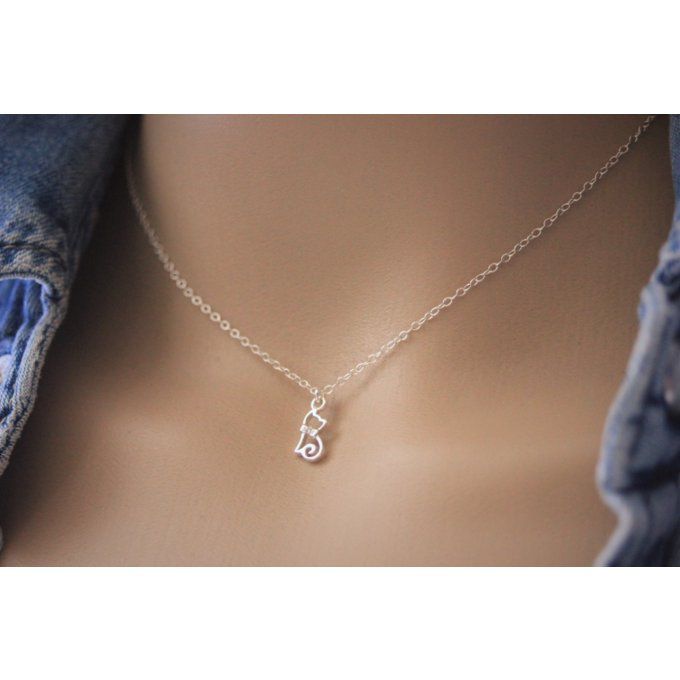 Collier argent massif pendentif chaton