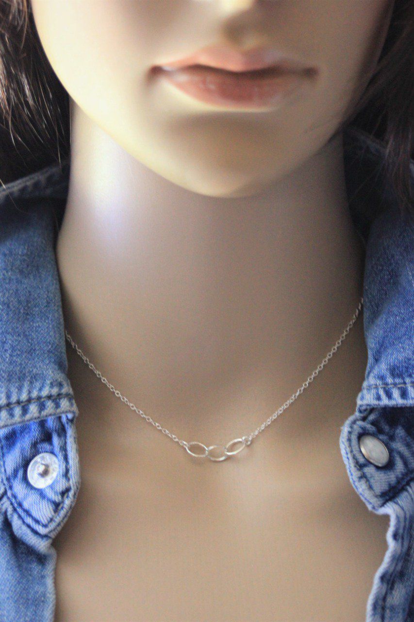 Collier Argent Massif Martelé à Mailles Ovales - Marie-Claire Gallard - Occasion Bel état
