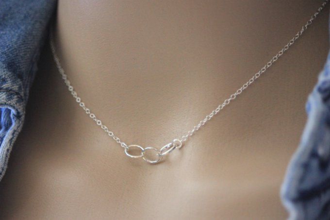 Collier argent massif 3 anneaux ovales enlacés 